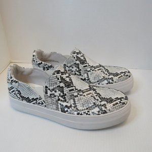 14th Union White Black Snake Embossed Selma Flat Slip On Casual Shoes Wo…